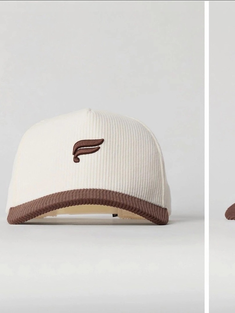 Fabletics The Corduroy Trucker Hat White & Brown